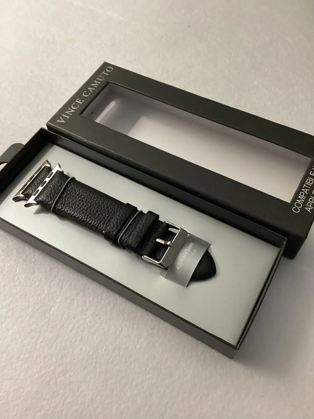 Vince Camuto Men's Apple Watch Band Black Leather #42/44/45